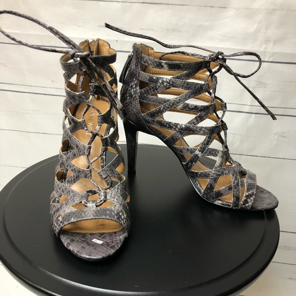 NWOT Nine West lace up snake skin heels SZ8 - Picture 1 of 7